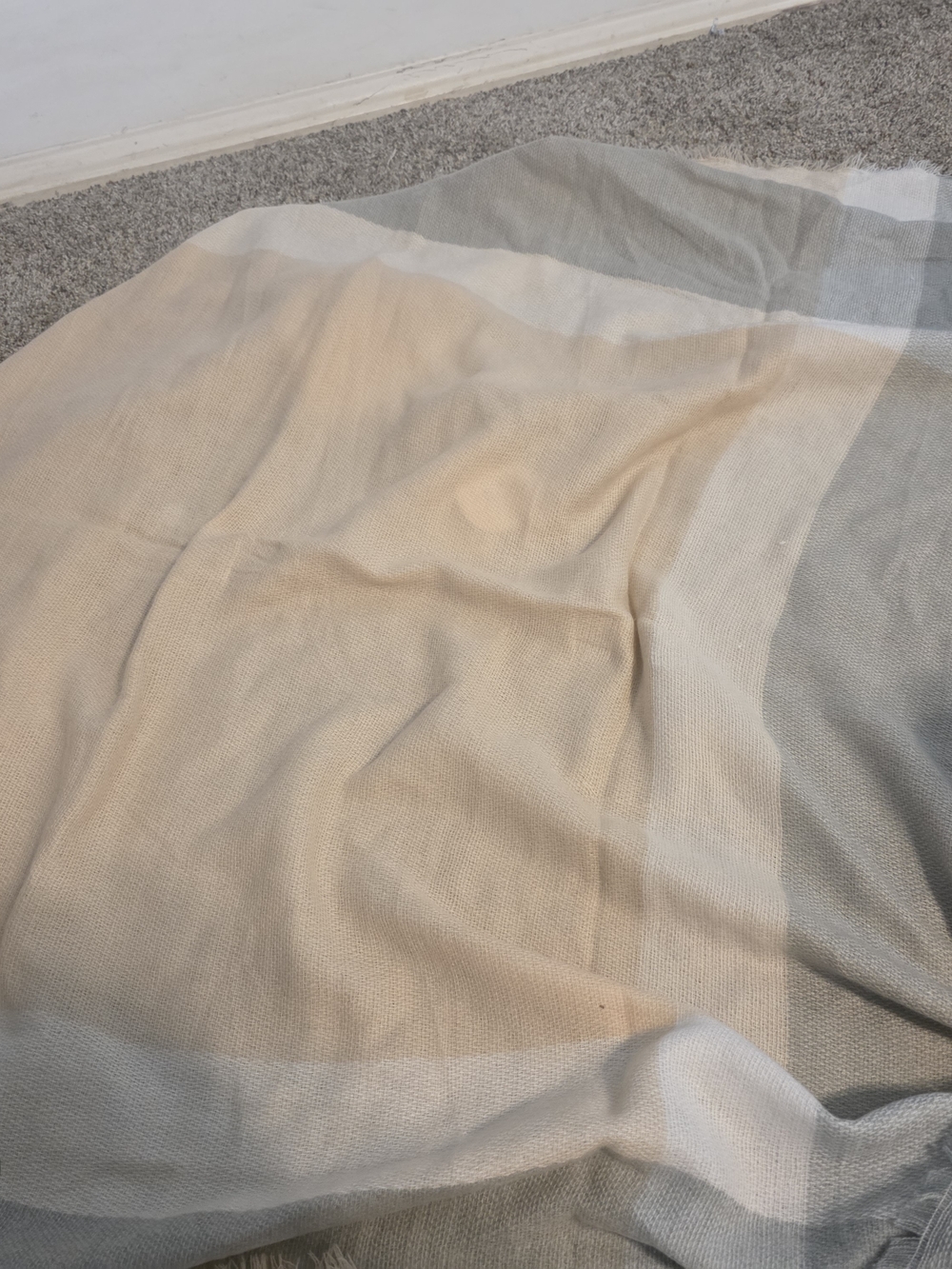 Cozy Striped Cotton Throw Blanket - Beige, Gray & White